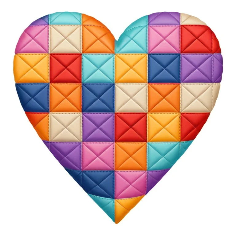 patchwork quilt themed heart emoji