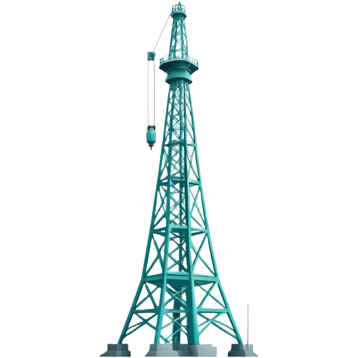 Oil derrick tower in cool tones with sky blue, teal green, white, and light gray emoji