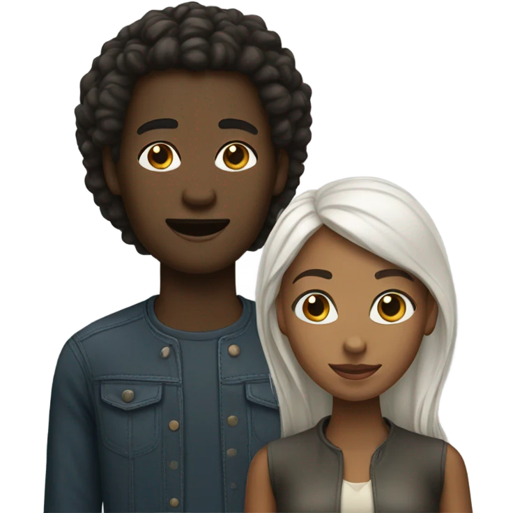Black girl and white man emoji