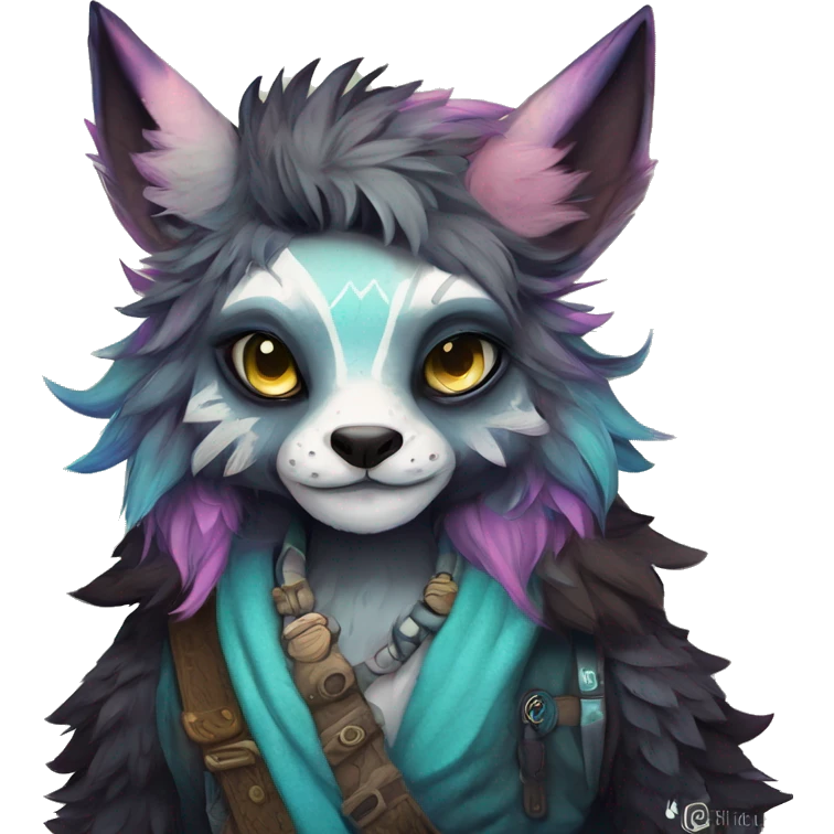 cute Kawaii edgy fantasy animal fursona Fionbri creature by griffsnuff & LiLaiRa & Falvie with exotic colors full body emoji