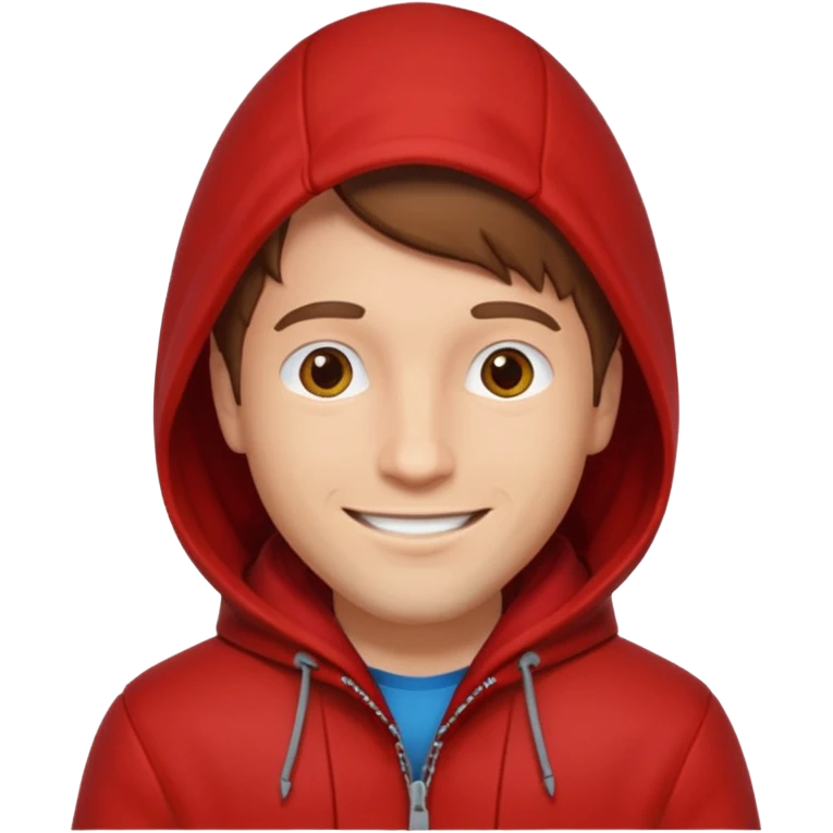 Man in red coat, hood down emoji