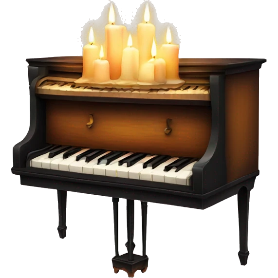 vintage piano with melted candles on top emoji