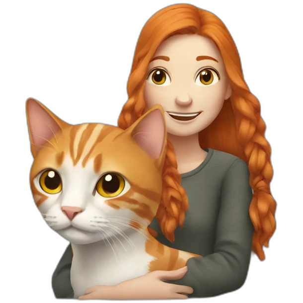 Ginger girl with cat emoji