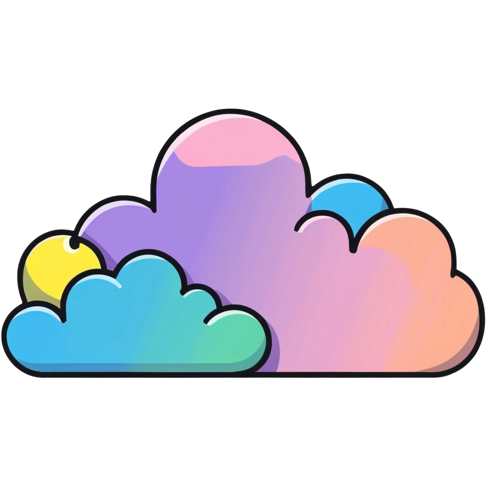whimsical cloud made of crystals with rainbow reflections emoji