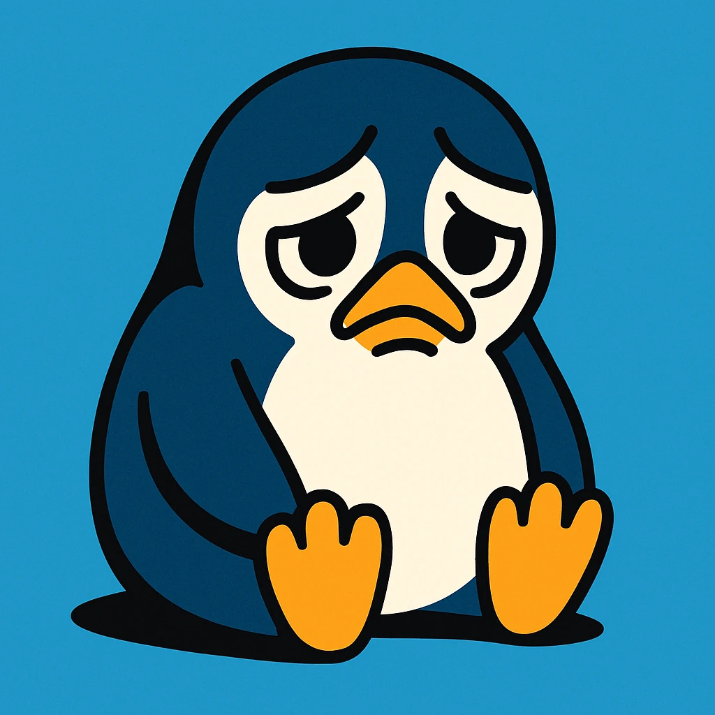 a penguin with a sad expression, vibrant toon style emoji