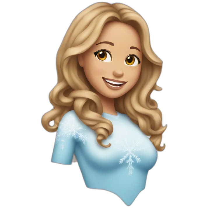 Mariah carey in an icecub Christmas emoji