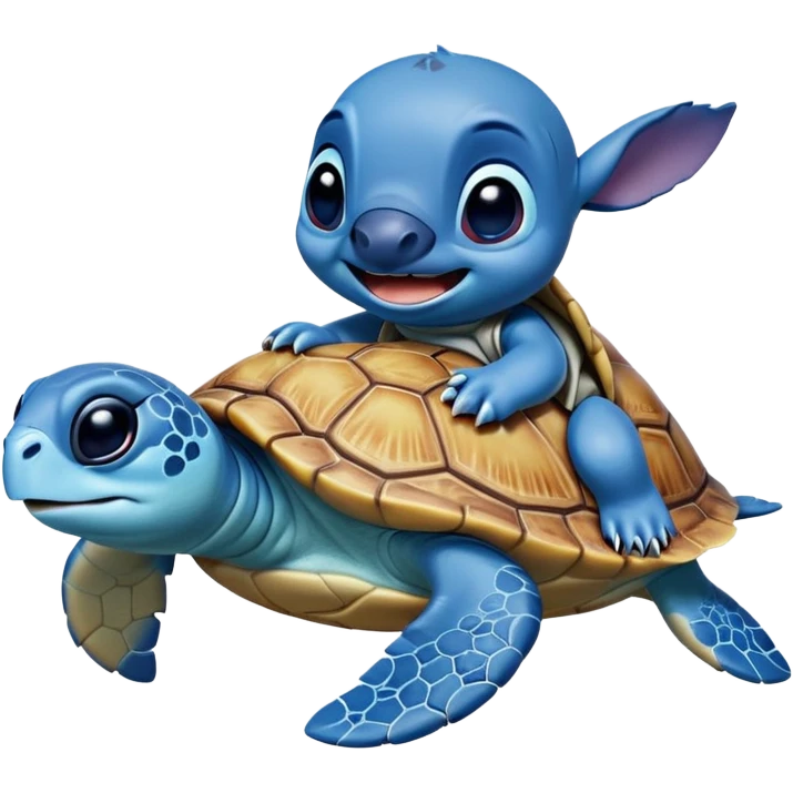 Stitch riding turtle emoji