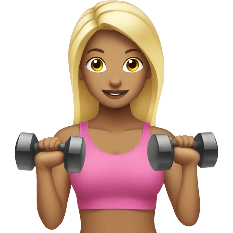 Pretty girl working out using dumbbells blonde hair emoji