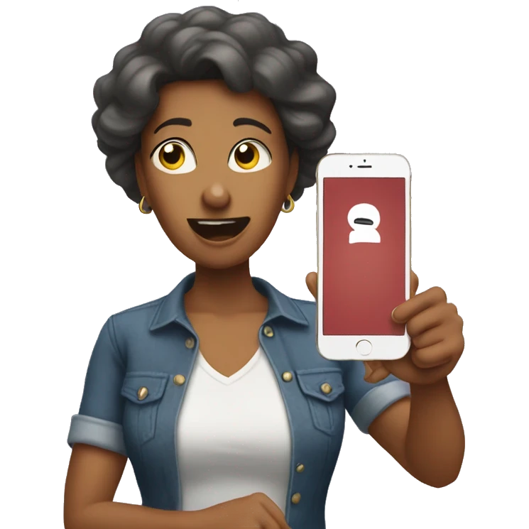 Mom pointing at the phone mad emoji