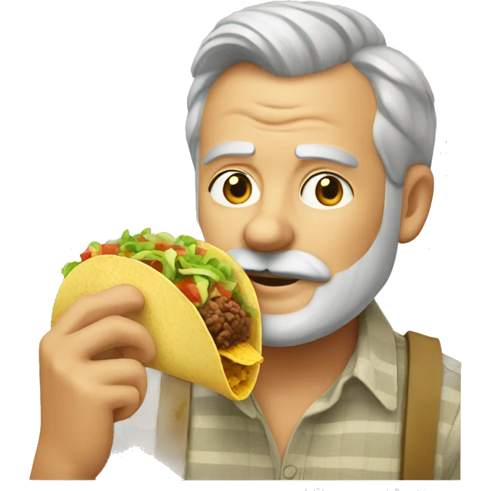 Hemingway eating taco emoji