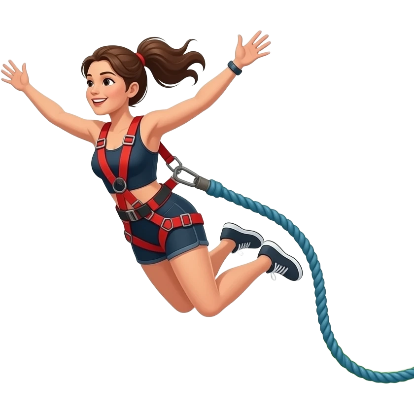 Mulher pulando de bungee jump emoji
