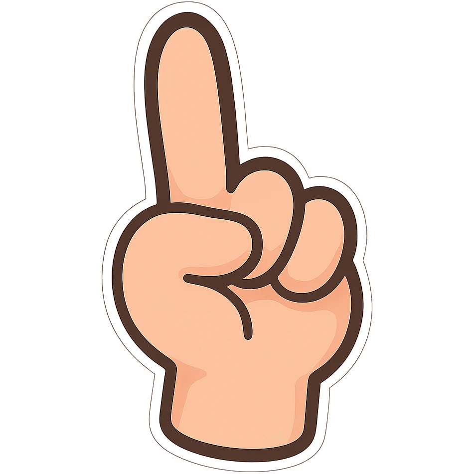 Edit the cartoon style hand in a peace sign gesture to have only one pinky finger fully straight, with the thumb clearly touching the ring finger. Remove any white outline. Keep the style and colors matching the original chibi stickers style. Transparent background. emoji