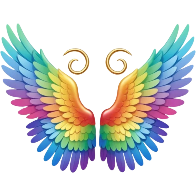 Tiny small mini left and right rainbow angel wings. emoji