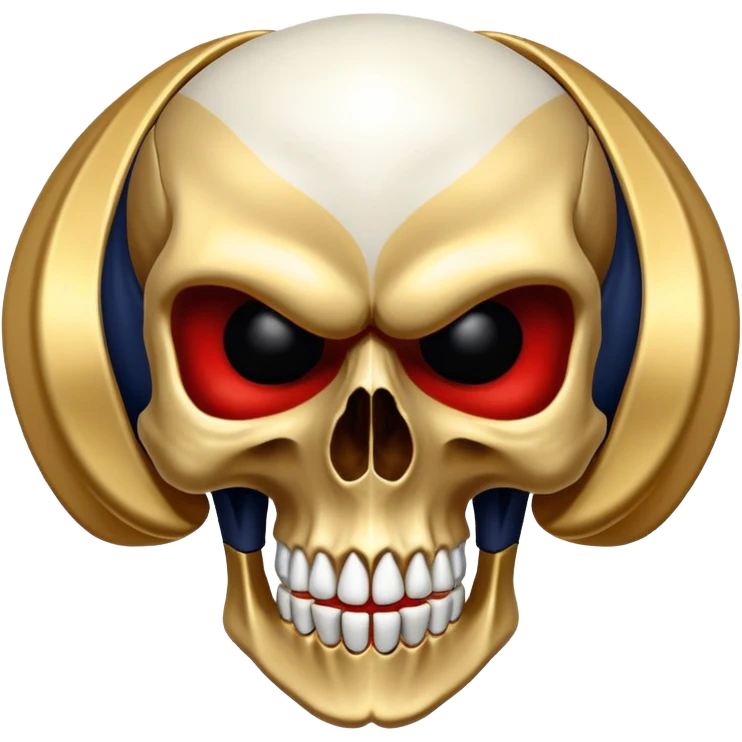 skull colored in New Orleans Pelicans basketball team colors - navy blue, gold, and red emoji