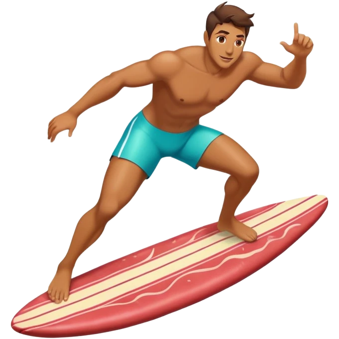 Man riding on raw steak like a surf board emoji