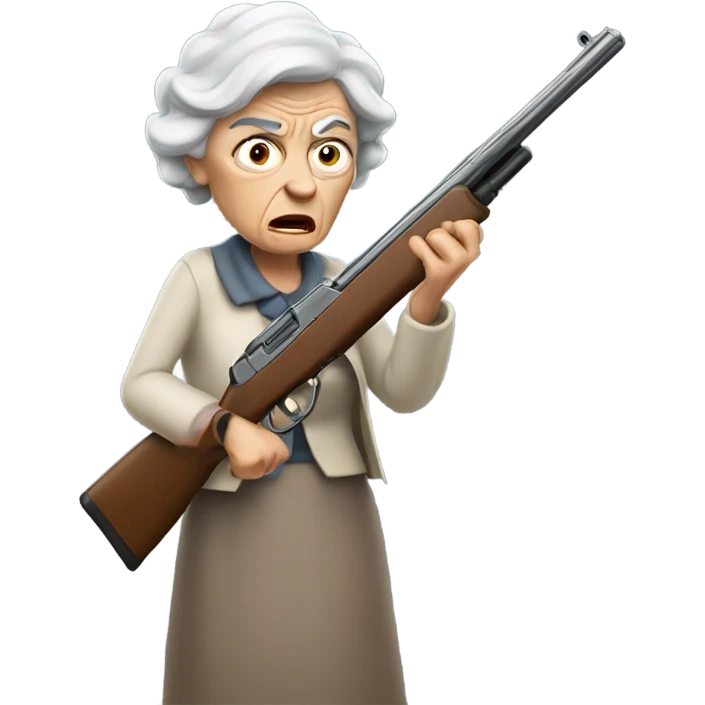 Angry Old lady with shotgun aiming  emoji