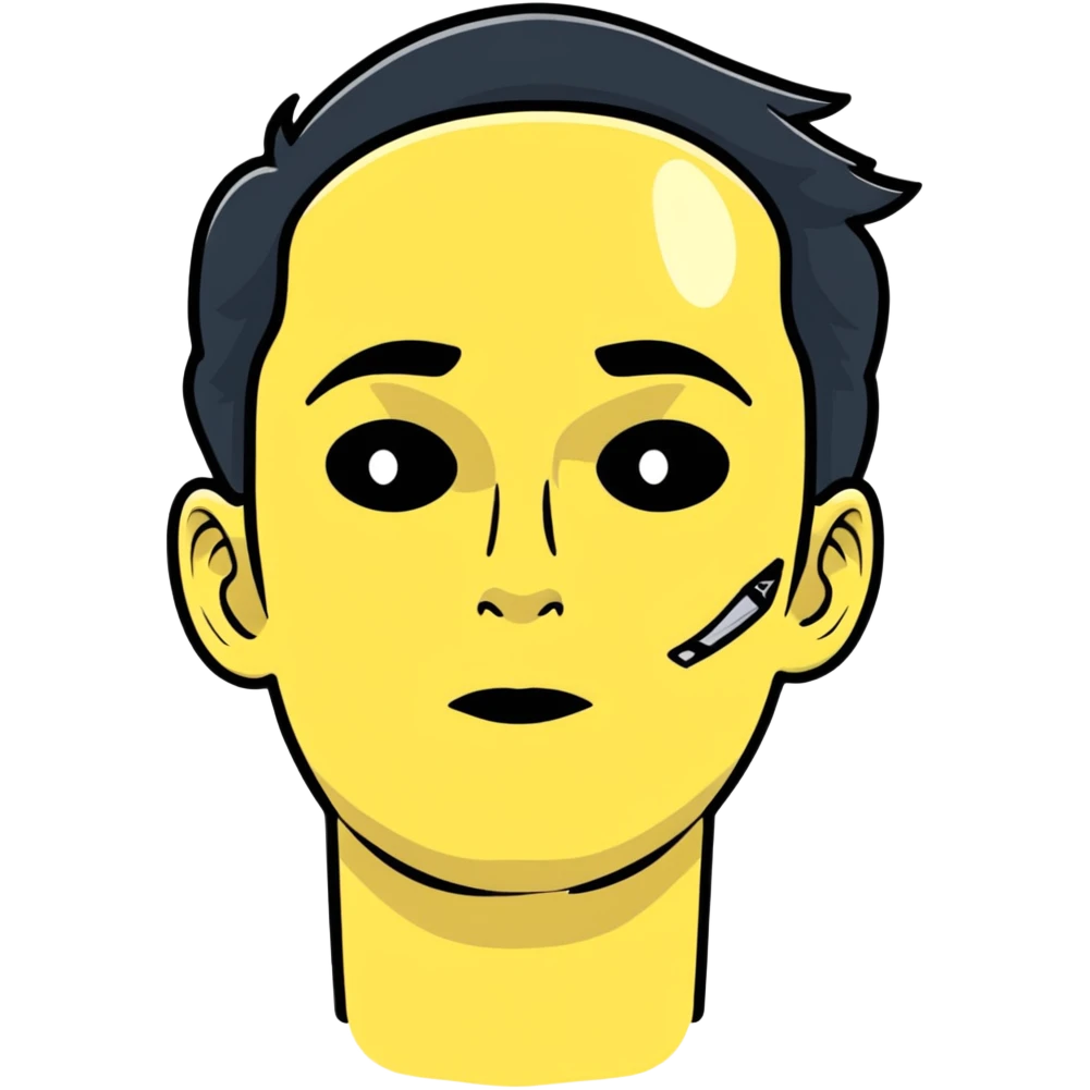 person with grease or oil on face emoji