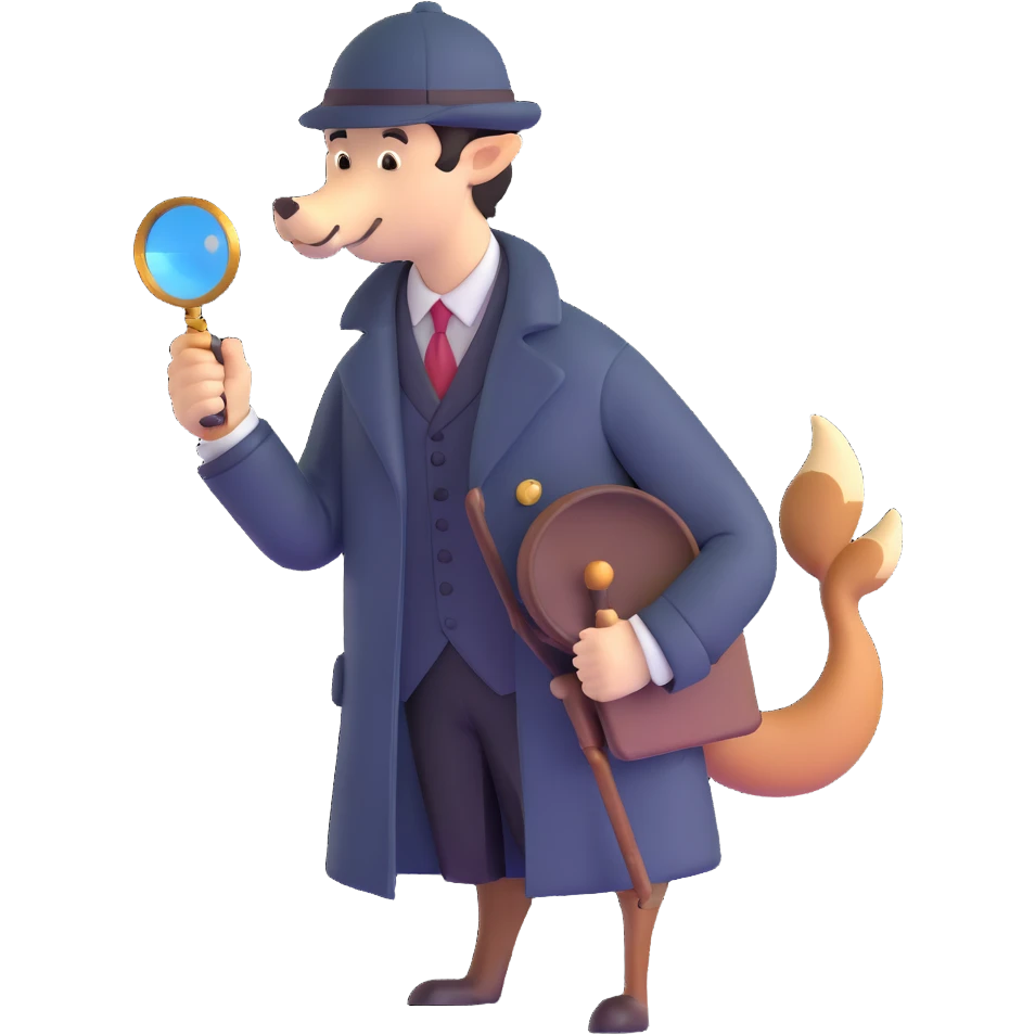 Sherlock Holmes with deerstalker hat and magnifying glass emoji
