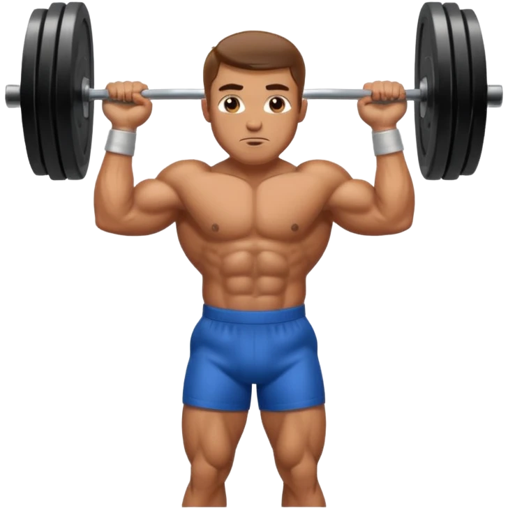 a man without clothes weightlifting emoji