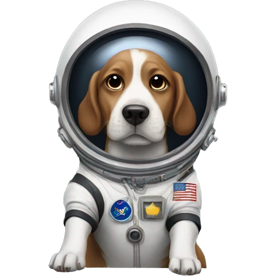 A dog wearing austronaut uniform emoji