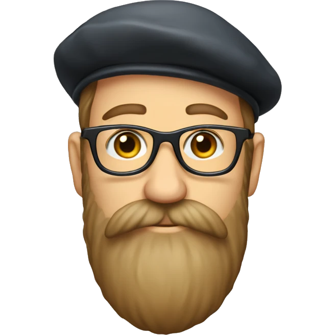 english man, long beard, glasses, beret hat,full-body"slim" emoji