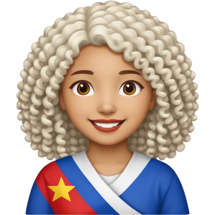 white curly hair brown girl pinoy flag emoji