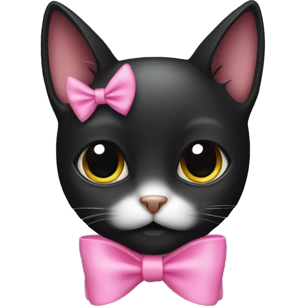 Black cat with pink bow emoji