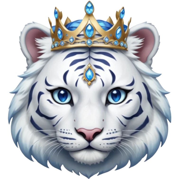 ESO Female white tiger khajiit leader of the umbral rose, blue eyes, blue 'third eye' gem, something symbolizing leadership ruling  emoji