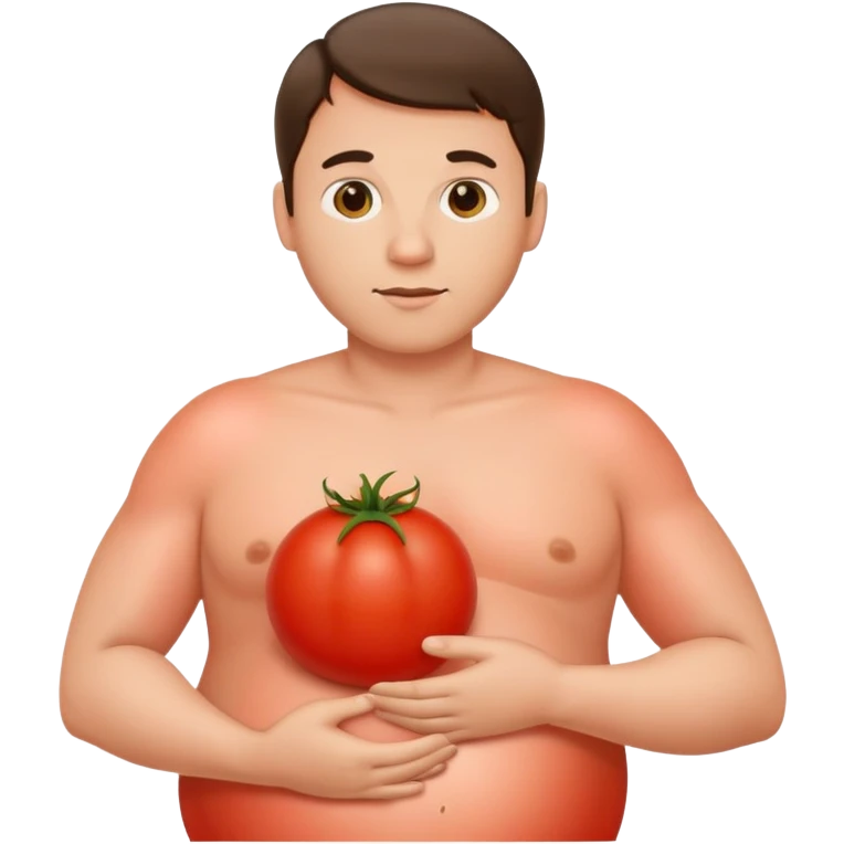 pregnant man with tomato belly emoji