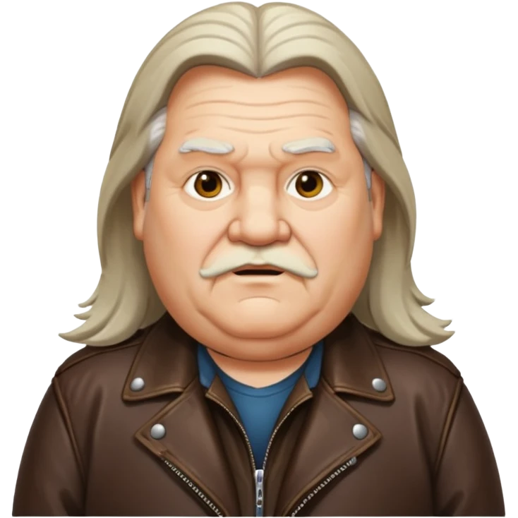 Long hair old fat men in leather jacket emoji