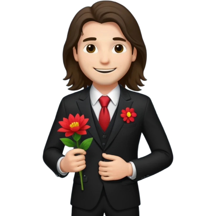 long haired man with flower in his suit pocket emoji