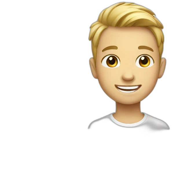 Boy smiling white emoji