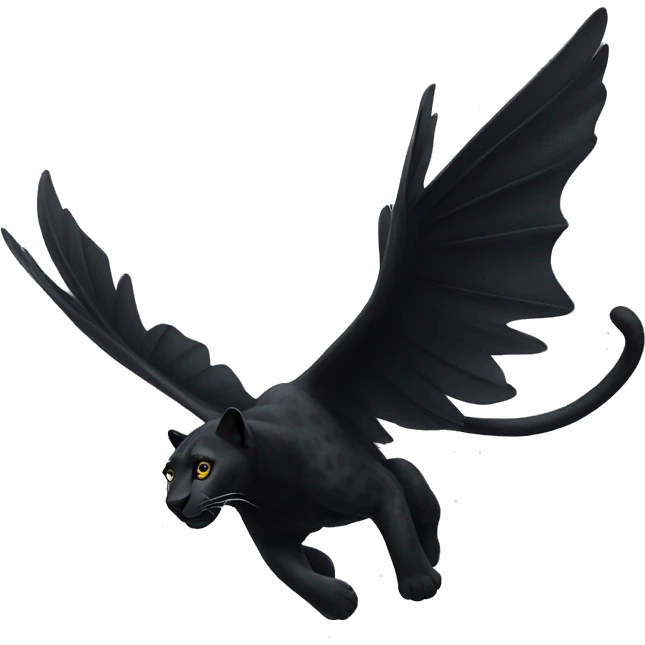 winged black leopard flying emoji