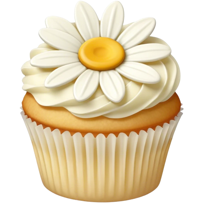 Vanilla cupcake with daisy shaped frosting  emoji