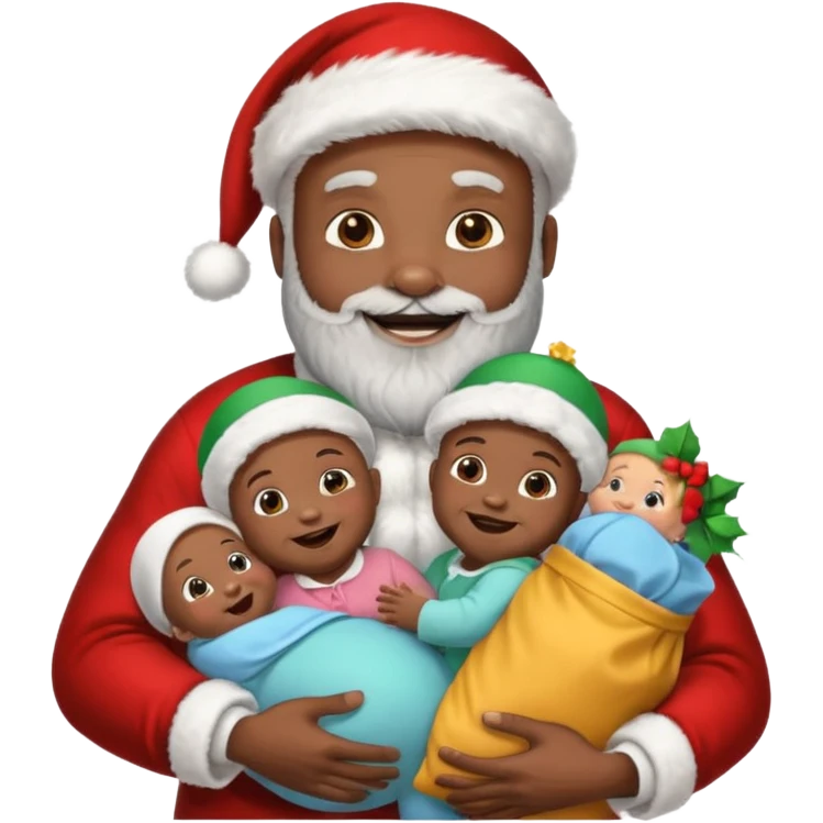 Black santa carrying bag of babies emoji