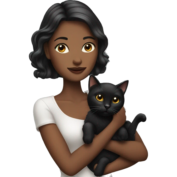 Pretty woman holding Black cat emoji