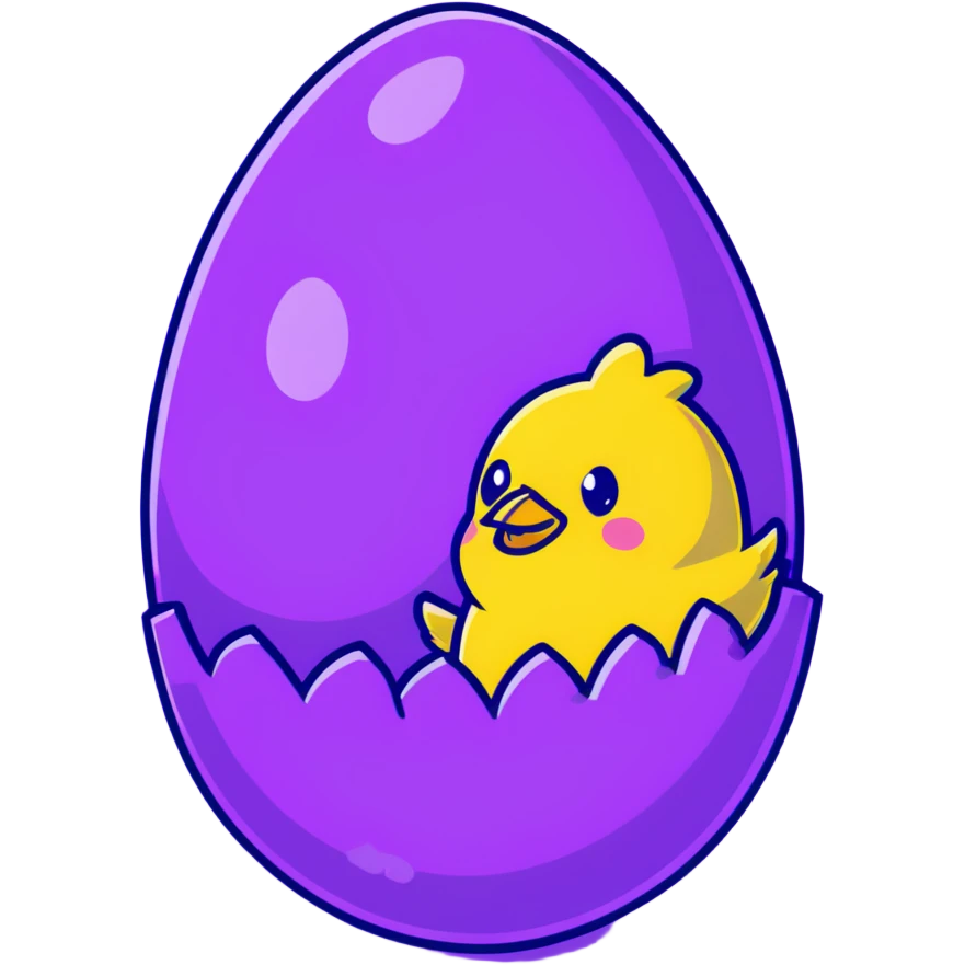Yellow baby chick hatching from decorative Easter egg emoji