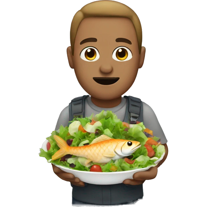 man with fish eating salad emoji
