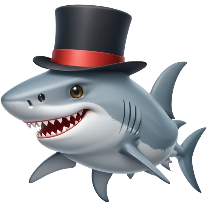 Shark with a top hat emoji