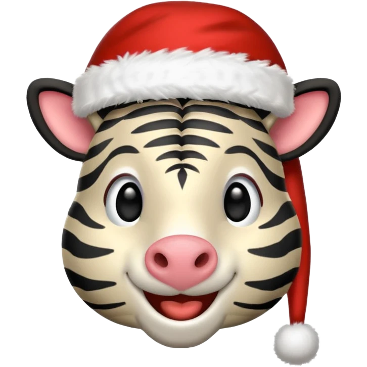zebra wearing red hat of santa claus emoji