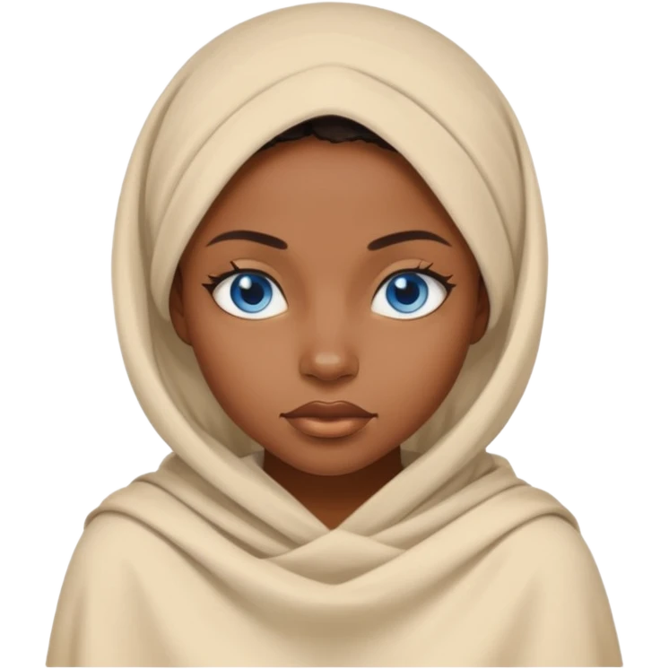 blue eyed desert black woman cowered with creme cloth emoji