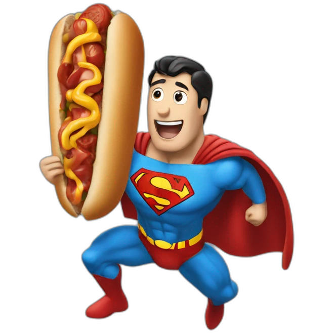 Superman qui mange un hotdog emoji