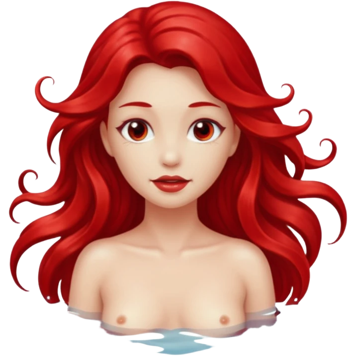 Naked female sea siren menstruating emoji