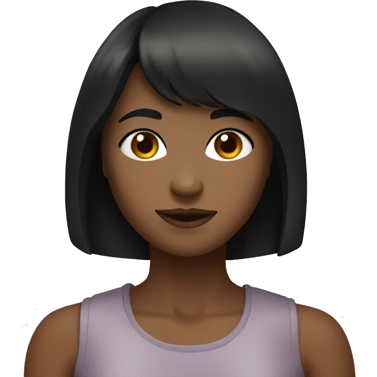 A women named rose, with dark hair bangs and skin emoji