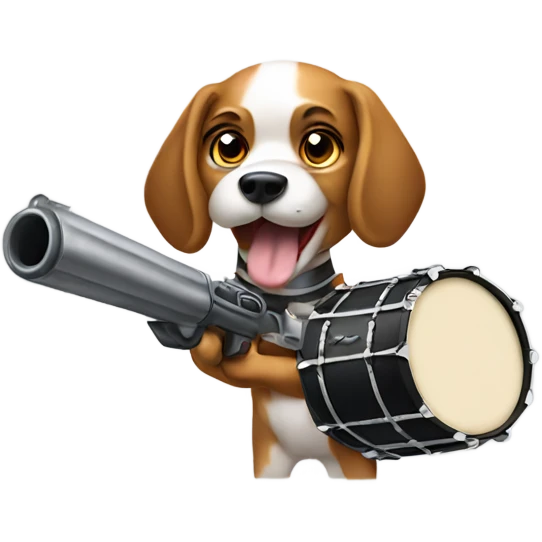Dog with drum gun emoji