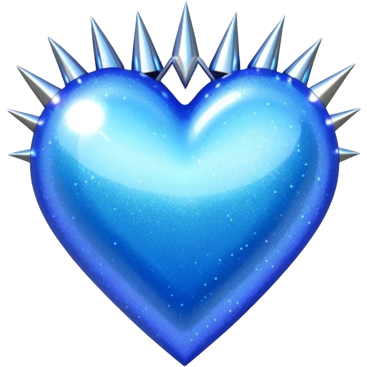 blue glittery heart with chrome spikes emoji