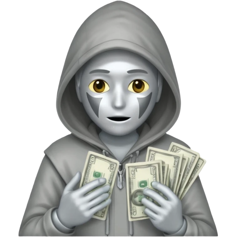 hooded-on-their-phone-making-money silver skin emoji
