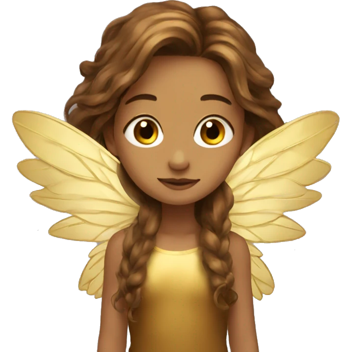 big wings, Beautiful, fairy, gold, brown, long hair emoji