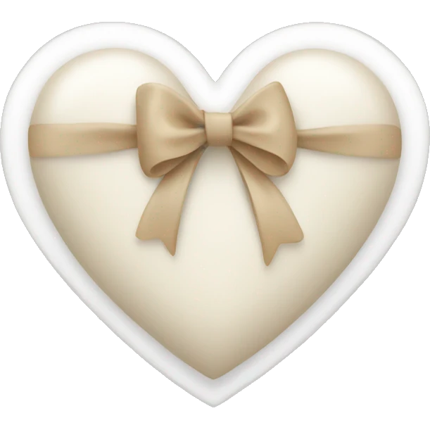 white heart with beige bow emoji