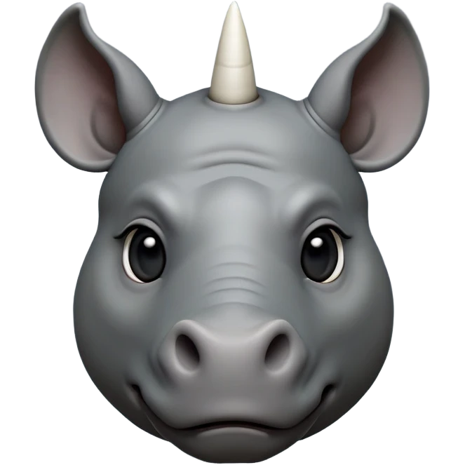 cinematic-noble-cute-rhinoceros-portrait-emoji,slate-grey-hide-poised-and-regal,-with-a-massive,-powerful-build-and-a-thick,--deep-set-soulful-piercing-eyes,-simplified-yet-sharp-and-sophisticated-features,-highly-detailed,-large-black-eyes, white horn, front facing, zoomed out showing shoulders emoji